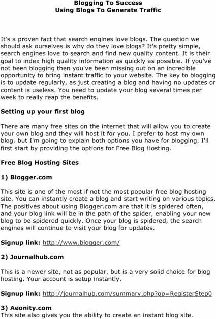 Product picture Blog To Success