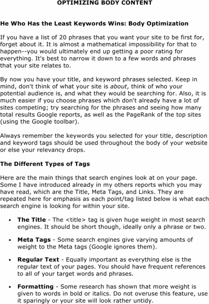 Product picture Body Optimization